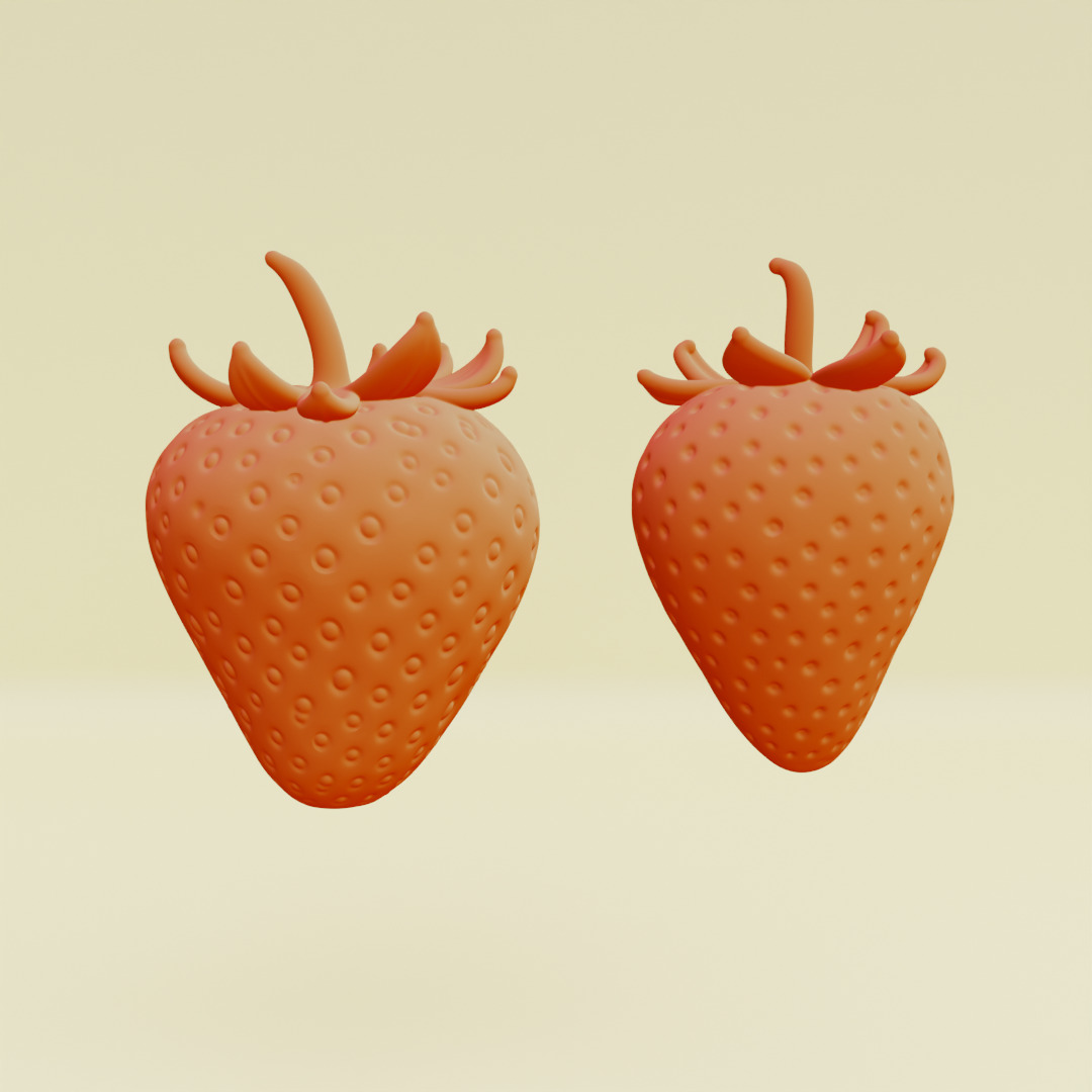 Strawberry Whole and Half strawberries Printable 3D print model_3