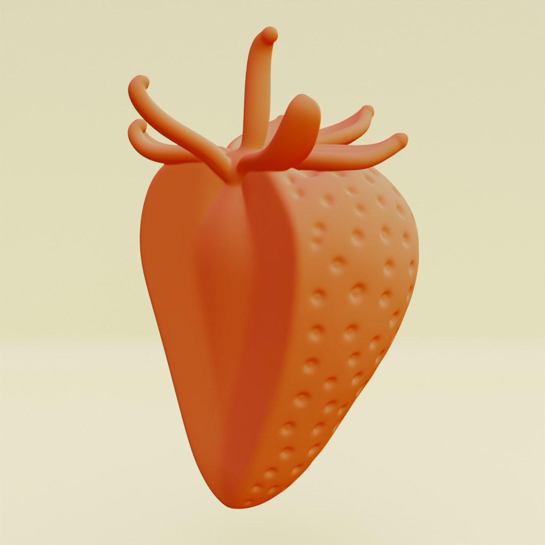 Strawberry Whole and Half strawberries Printable 3D print model_11