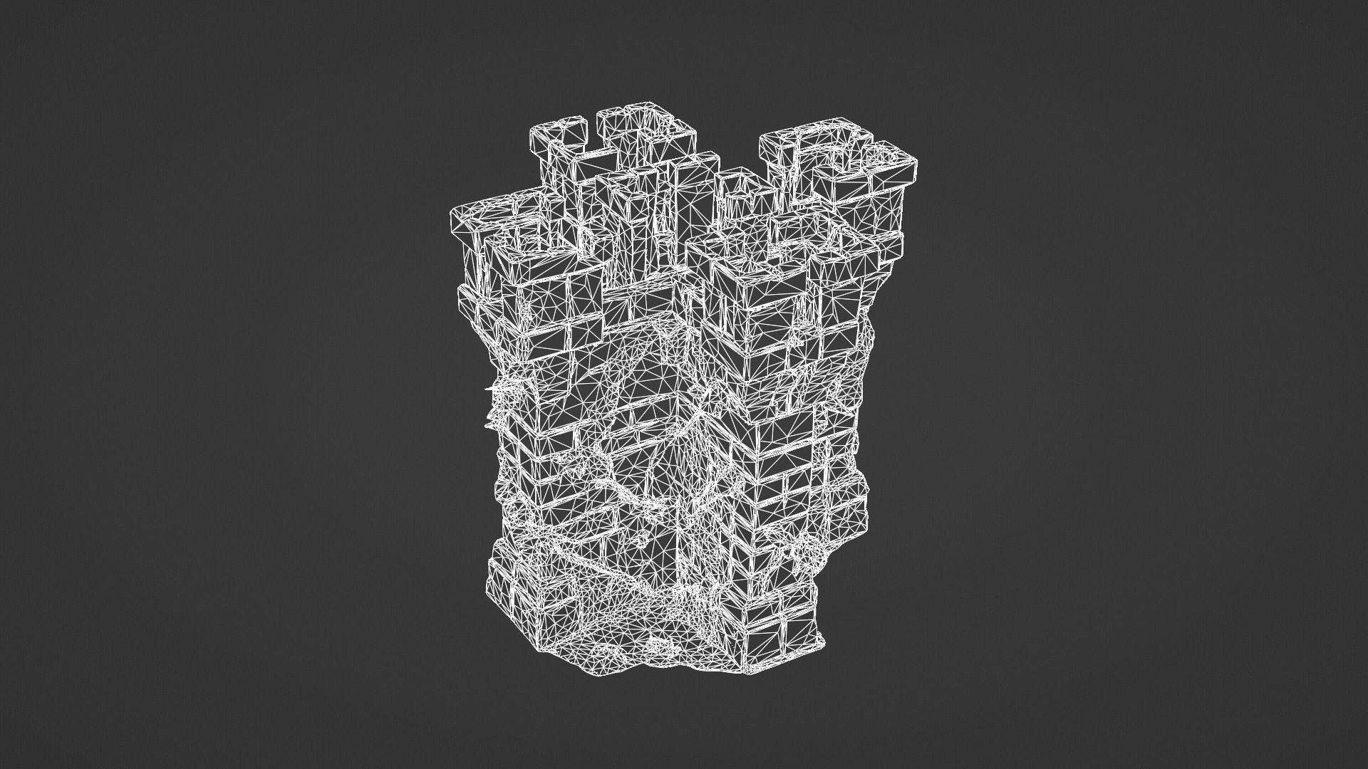 Medieval Stone Castle Wall with Ivy 3D model_7