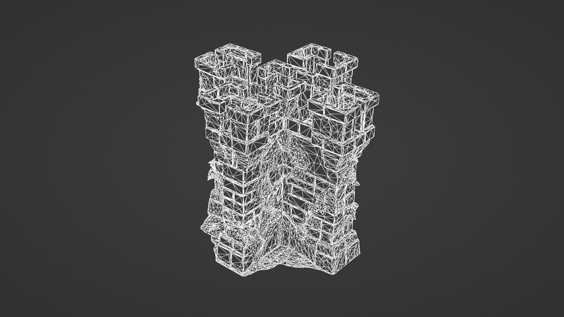 Medieval Stone Castle Wall with Ivy 3D model_8