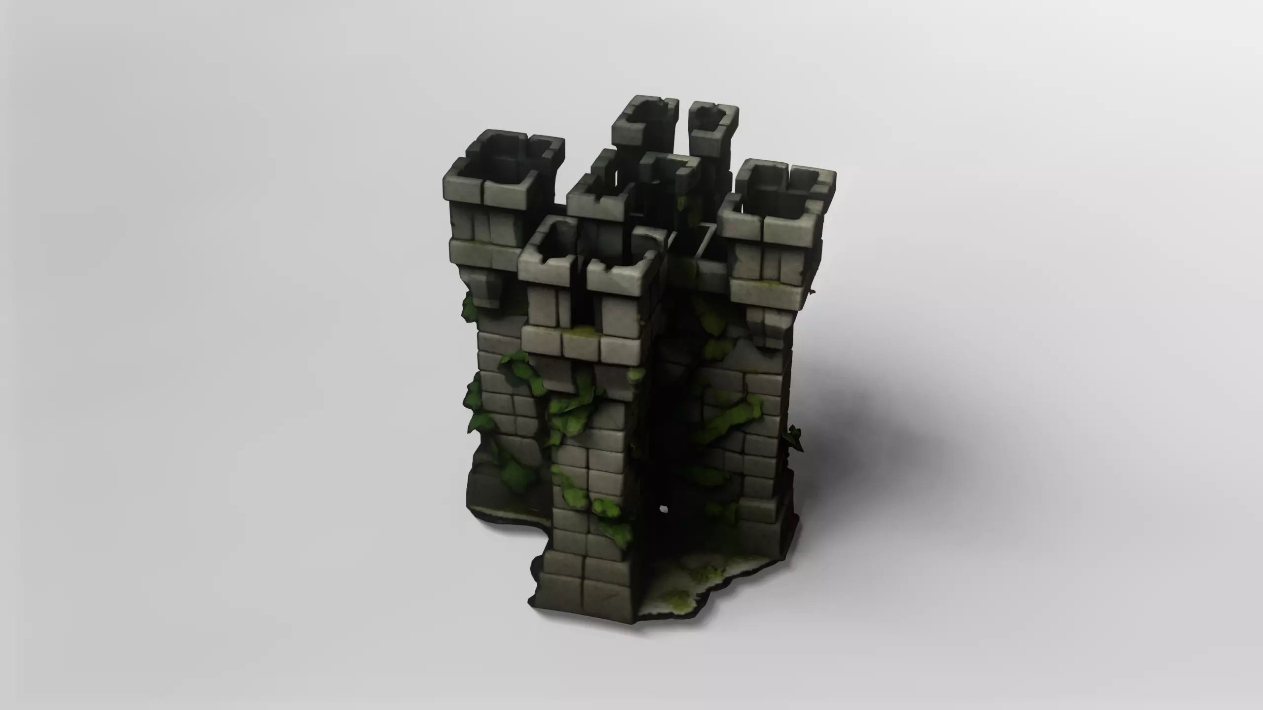 Medieval Stone Castle Wall with Ivy 3D model_0