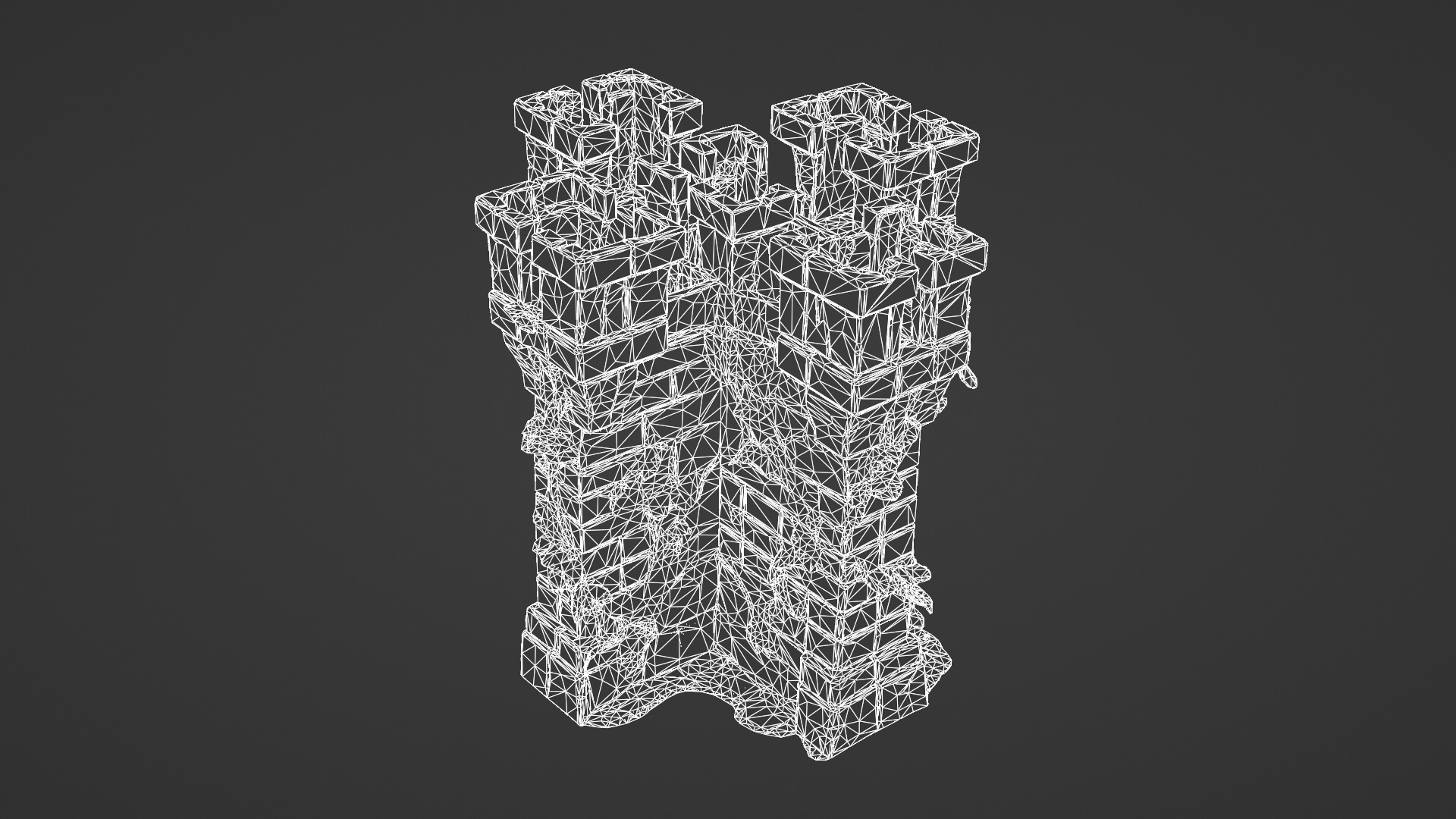 Medieval Stone Castle Wall with Ivy 3D model_5