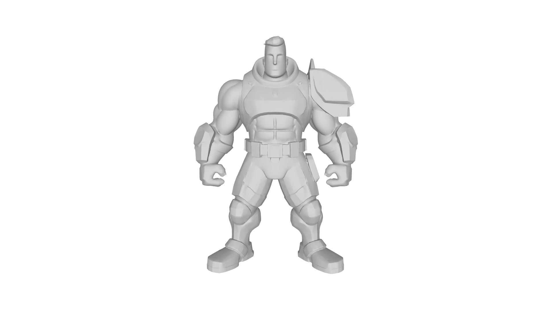 Muscular armored soldier Low-poly 3D model_2