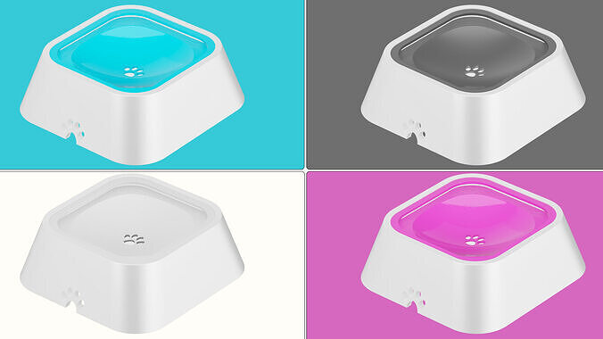 Colorful Plastic Dog Feeding Bowl 3D model