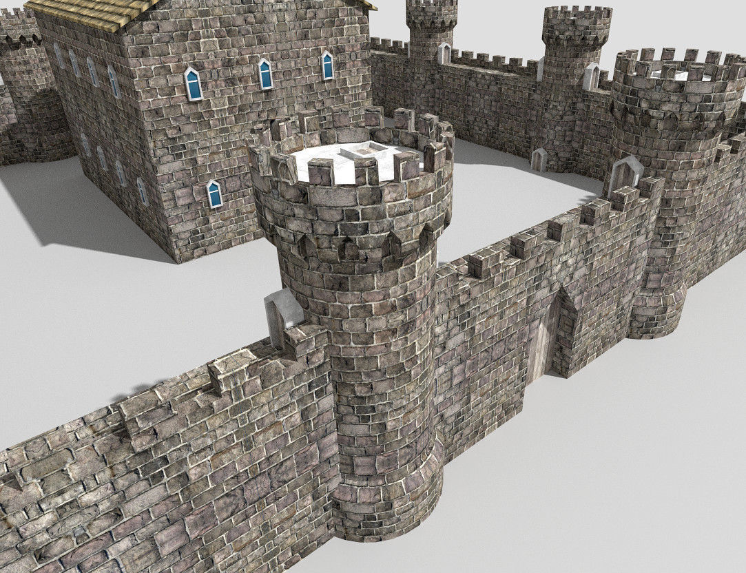 medieval castle 3 Low-poly 3D model_4
