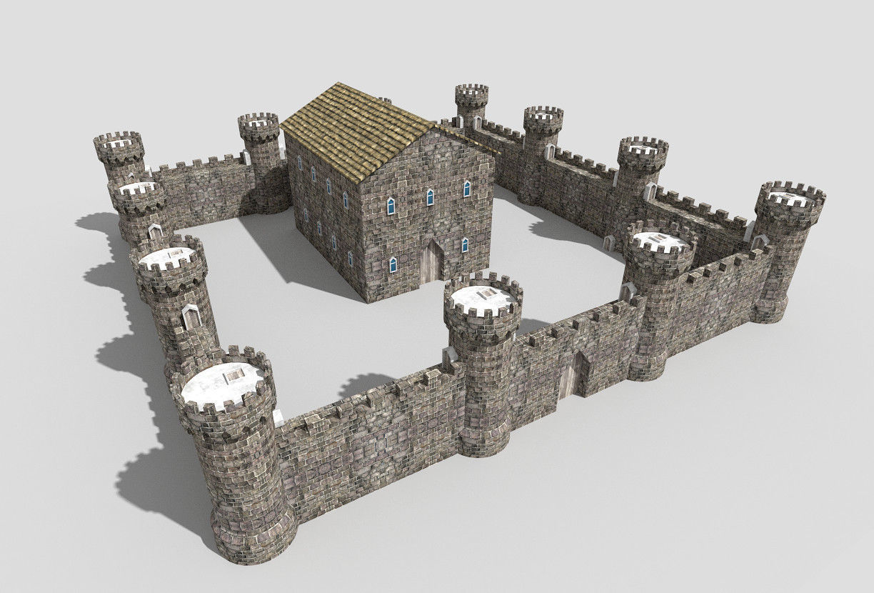 medieval castle 3 Low-poly 3D model_2