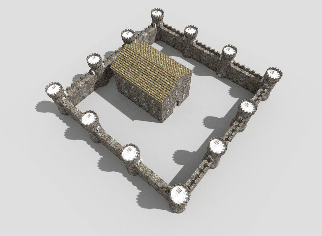medieval castle 3 Low-poly 3D model_7