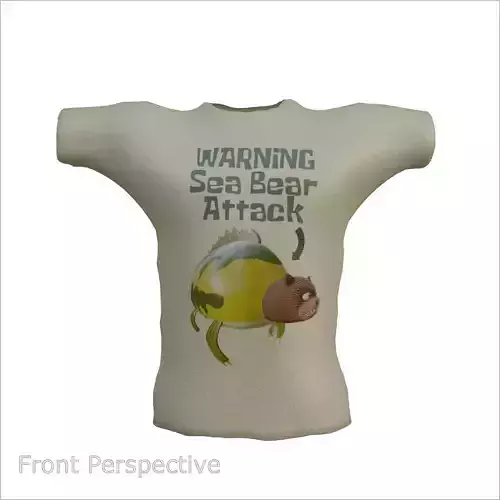 T-Pose T-shirt warning sea bear attack PBR 3D model