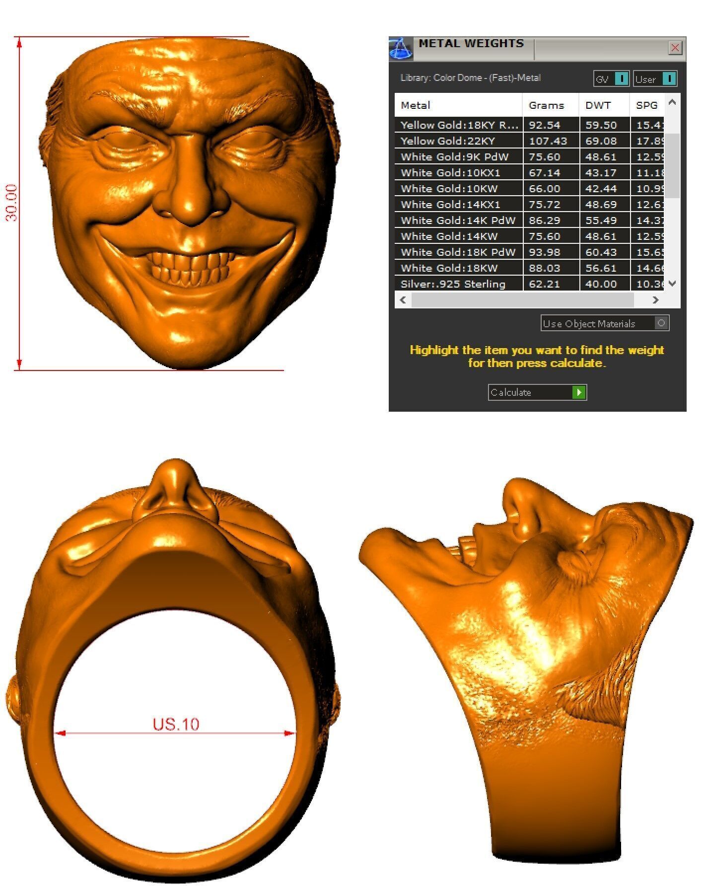 Ring head Joker Nicolson 3D print model_11