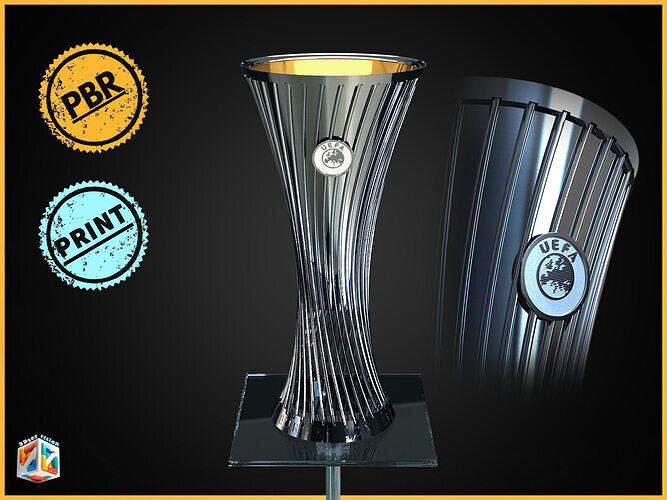 UEFA conference league trophy award -Render-UEFA logo print 2025 3D model
