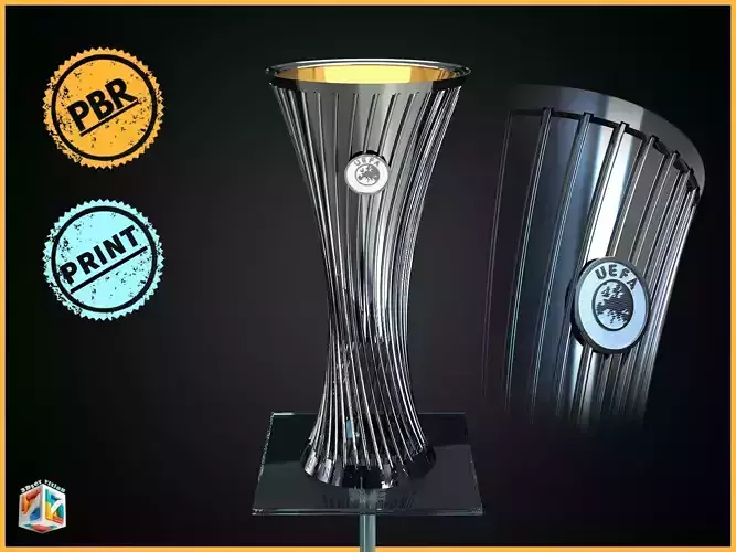 UEFA conference league trophy award -Render-UEFA logo print 2025 3D model