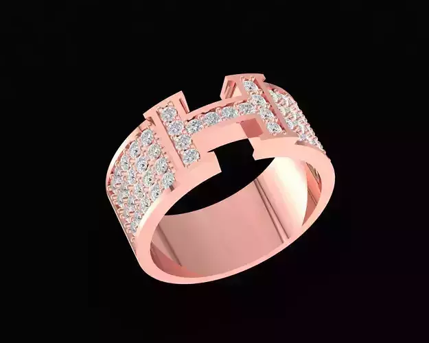 A35a Luxury Diamond H Letter Ring 