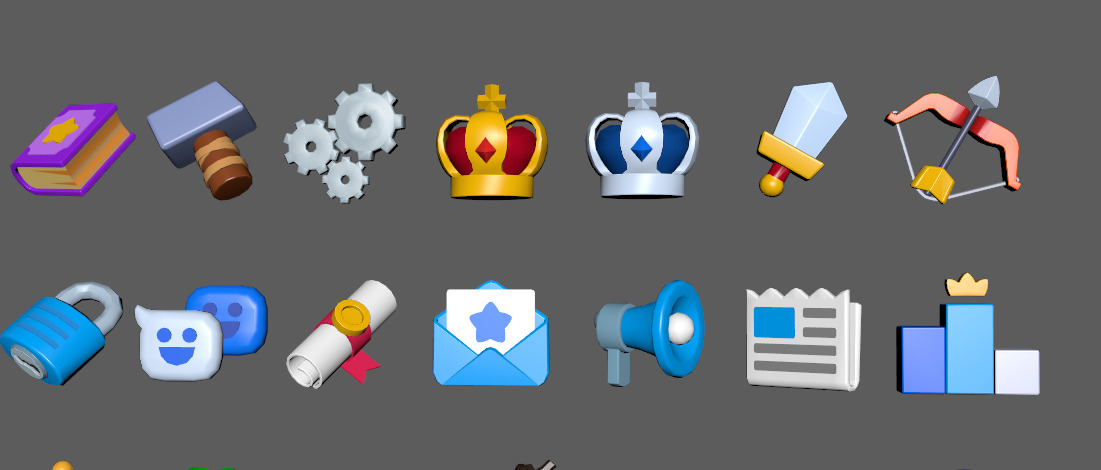 Cartoon Game Widget Low-poly 3D model_2