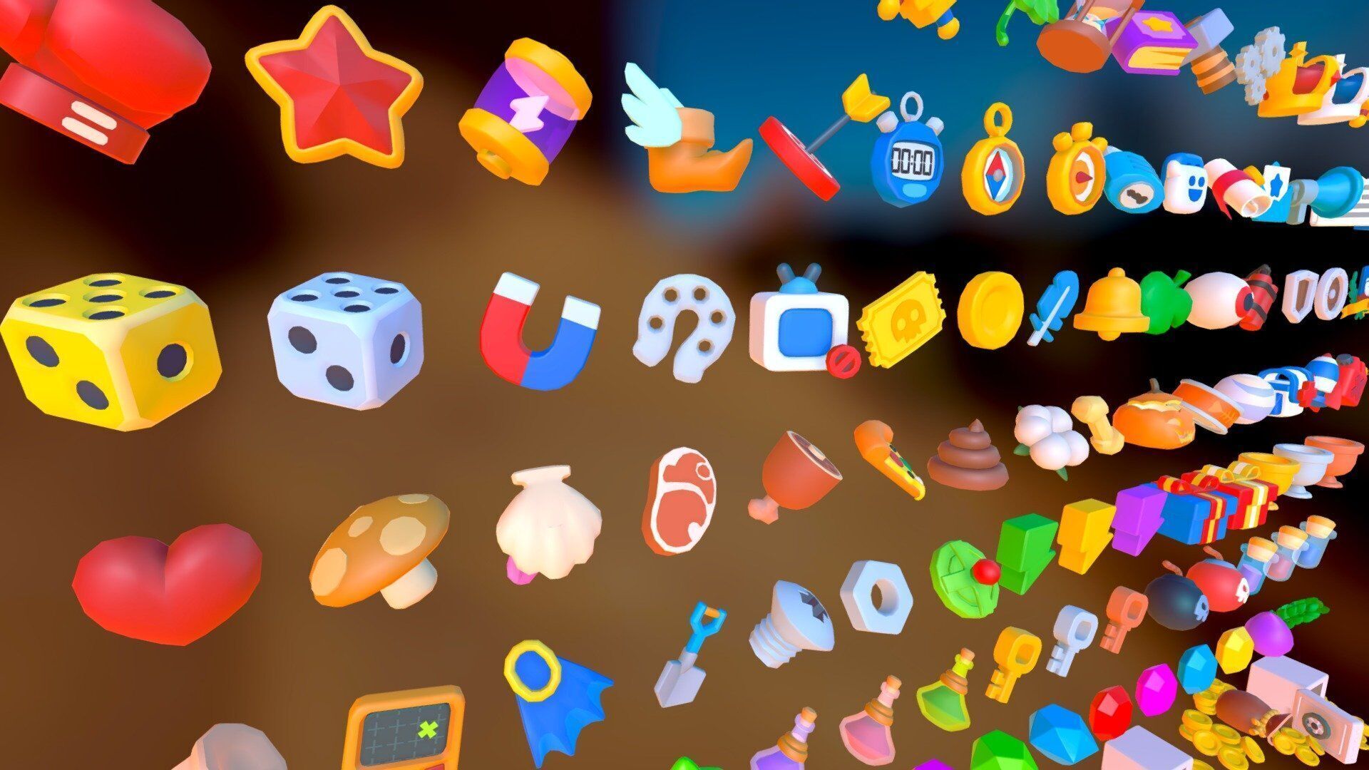 Cartoon Game Widget Low-poly 3D model_3