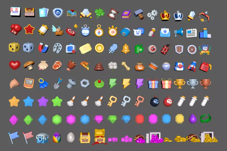 Cartoon Game Widget Low-poly 3D model_0