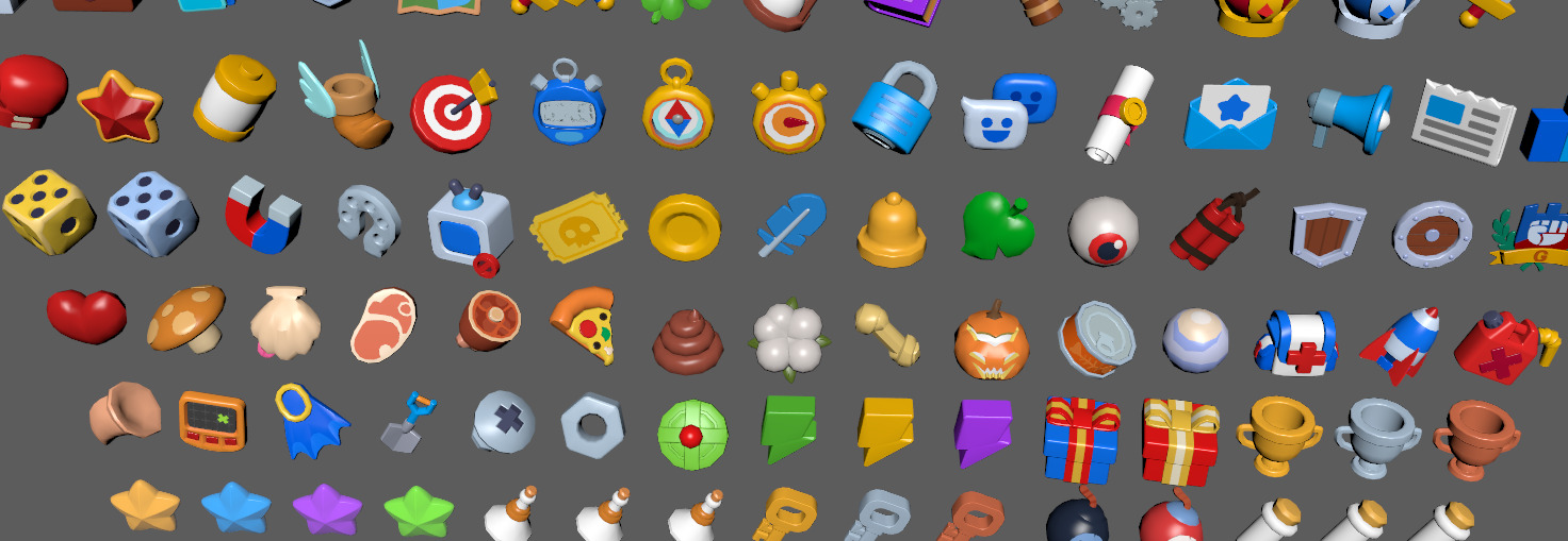 Cartoon Game Widget Low-poly 3D model_1