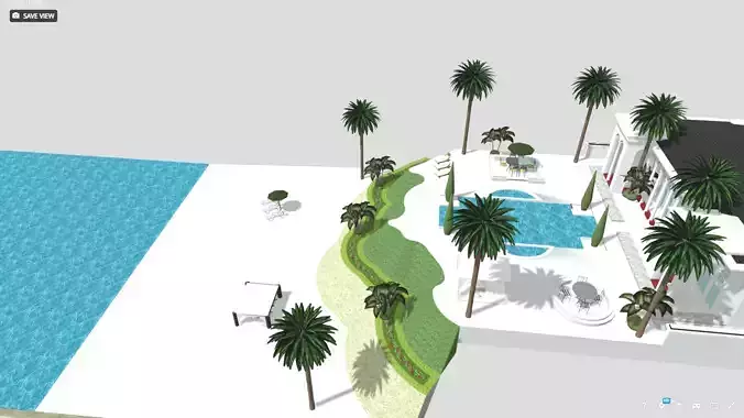 Coastal Estate Kit Luxury Western Landscape Garden Set  3D model