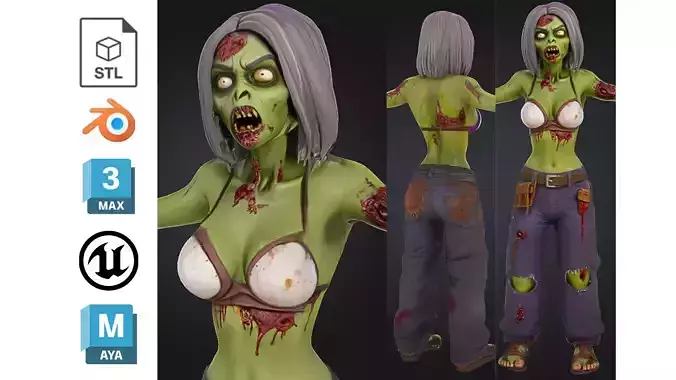 Stylized Zombie Girl Character