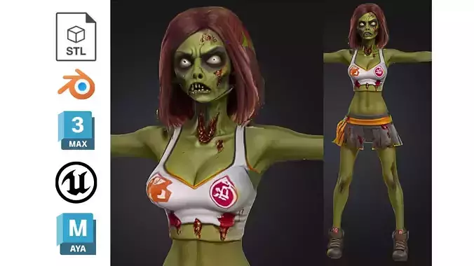 Stylized Zombie Cheerleader Girl