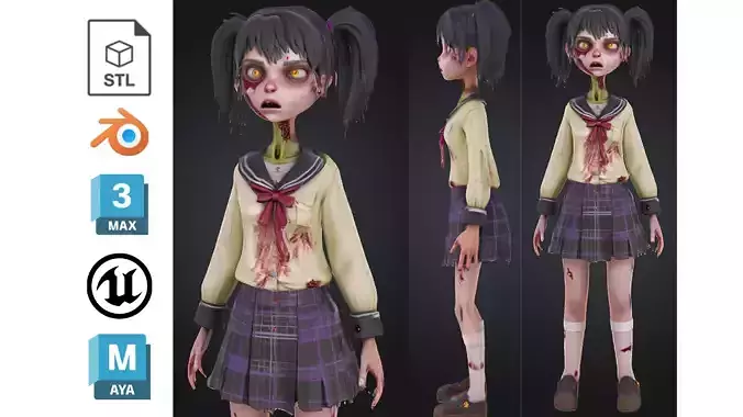 Stylized Zombie Japanese Schoolgirl