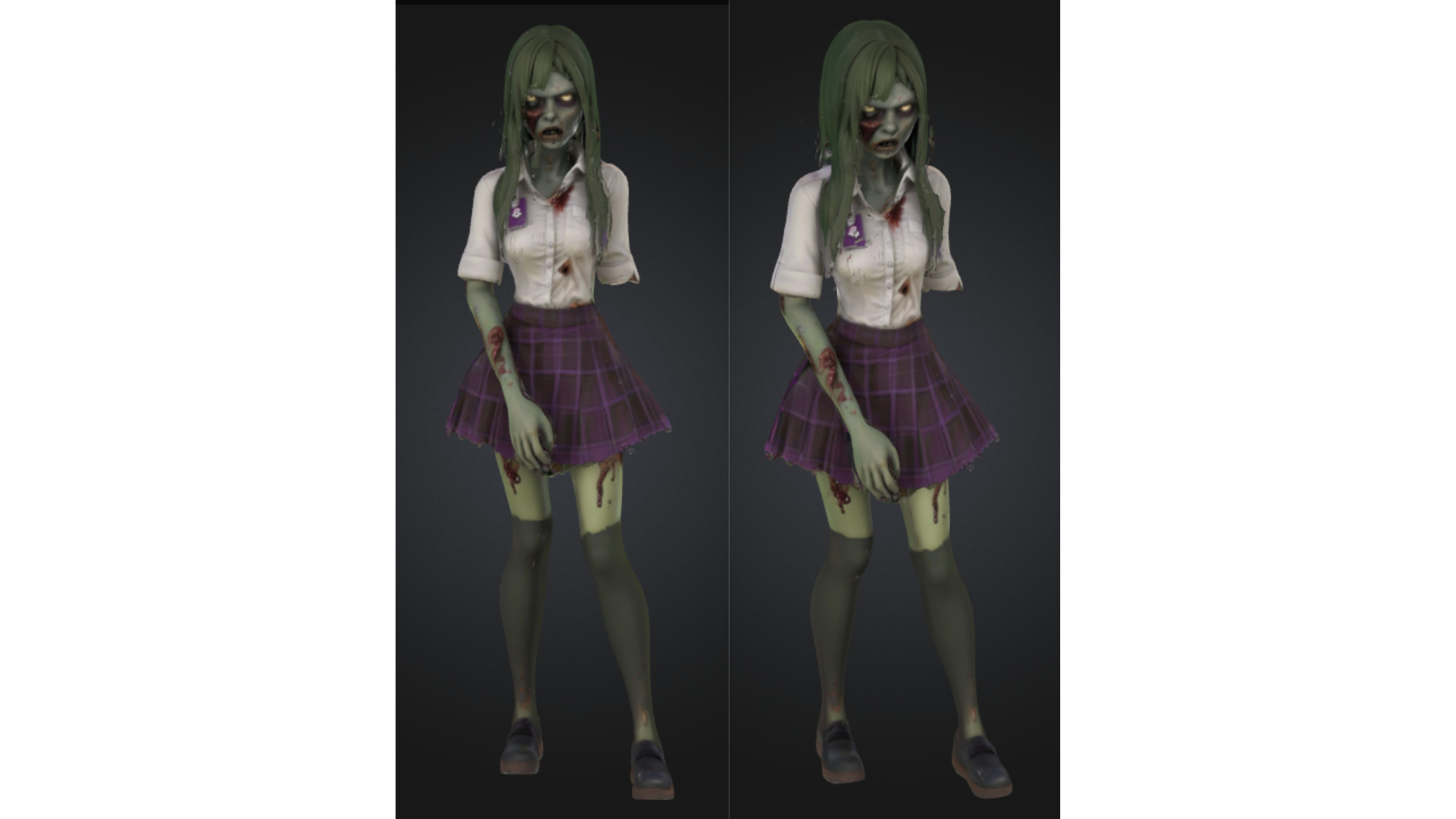 Stylized Zombie Japanese Schoolgirl Low-poly 3D model_3