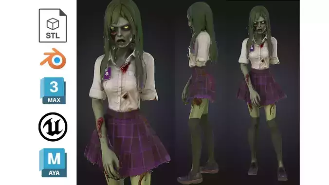 Stylized Zombie Japanese Schoolgirl