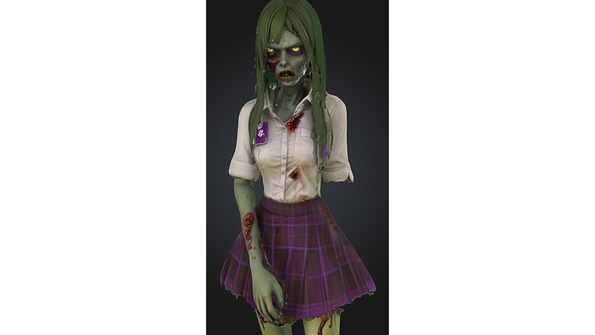 Stylized Zombie Japanese Schoolgirl Low-poly 3D model_4