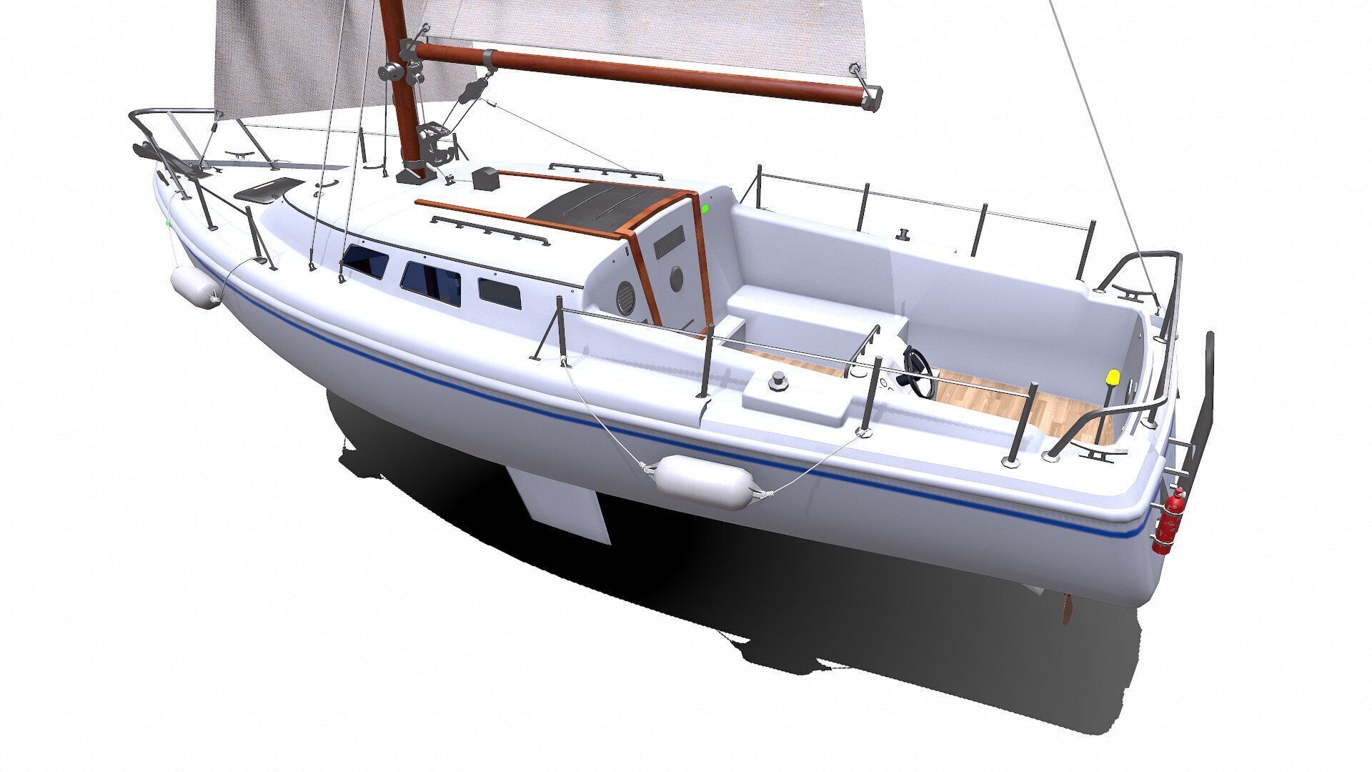 Sailing Yacht with Interior Low-poly PBR Low-poly 3D model_3