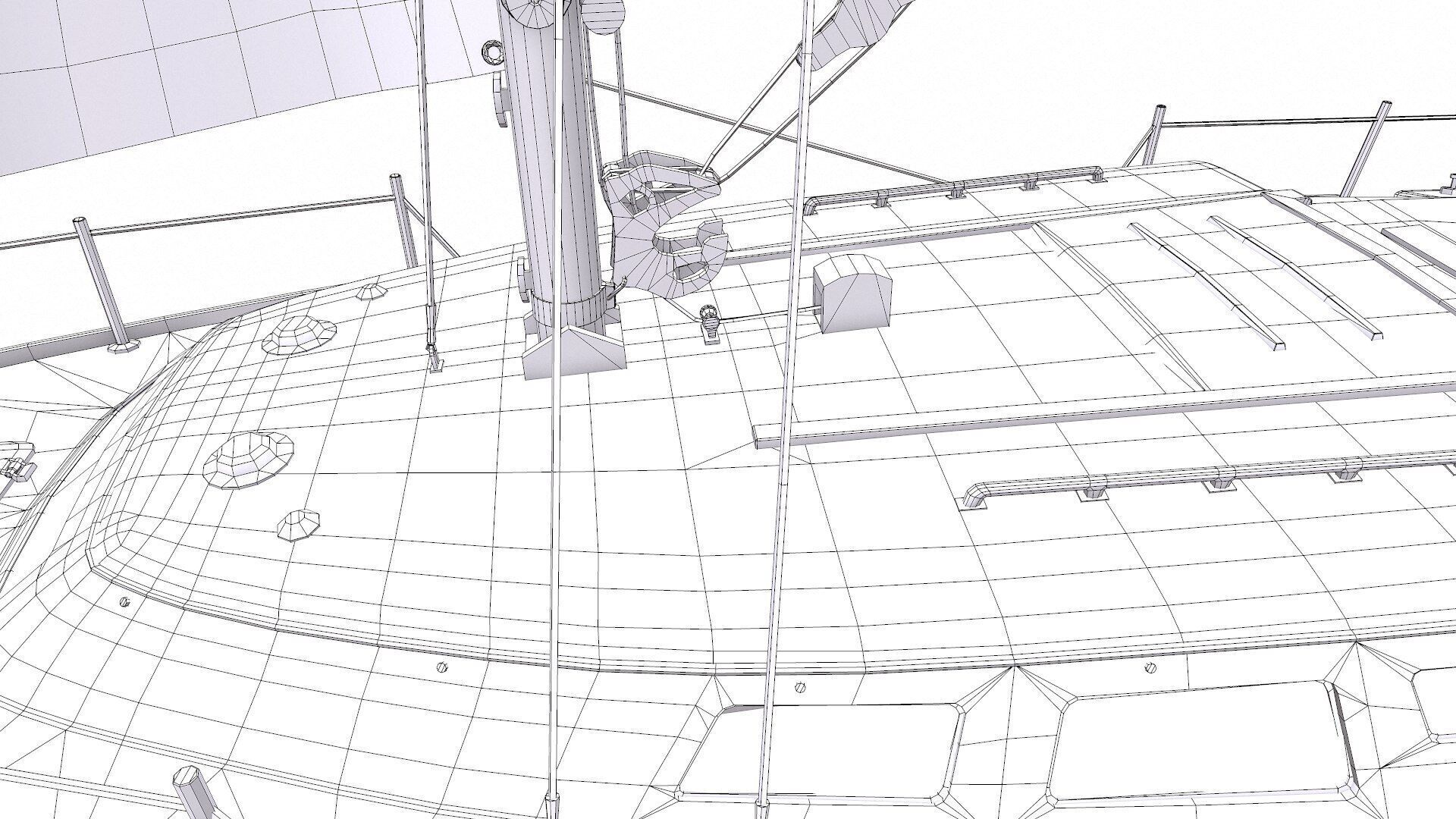 Sailing Yacht with Interior Low-poly PBR Low-poly 3D model_28