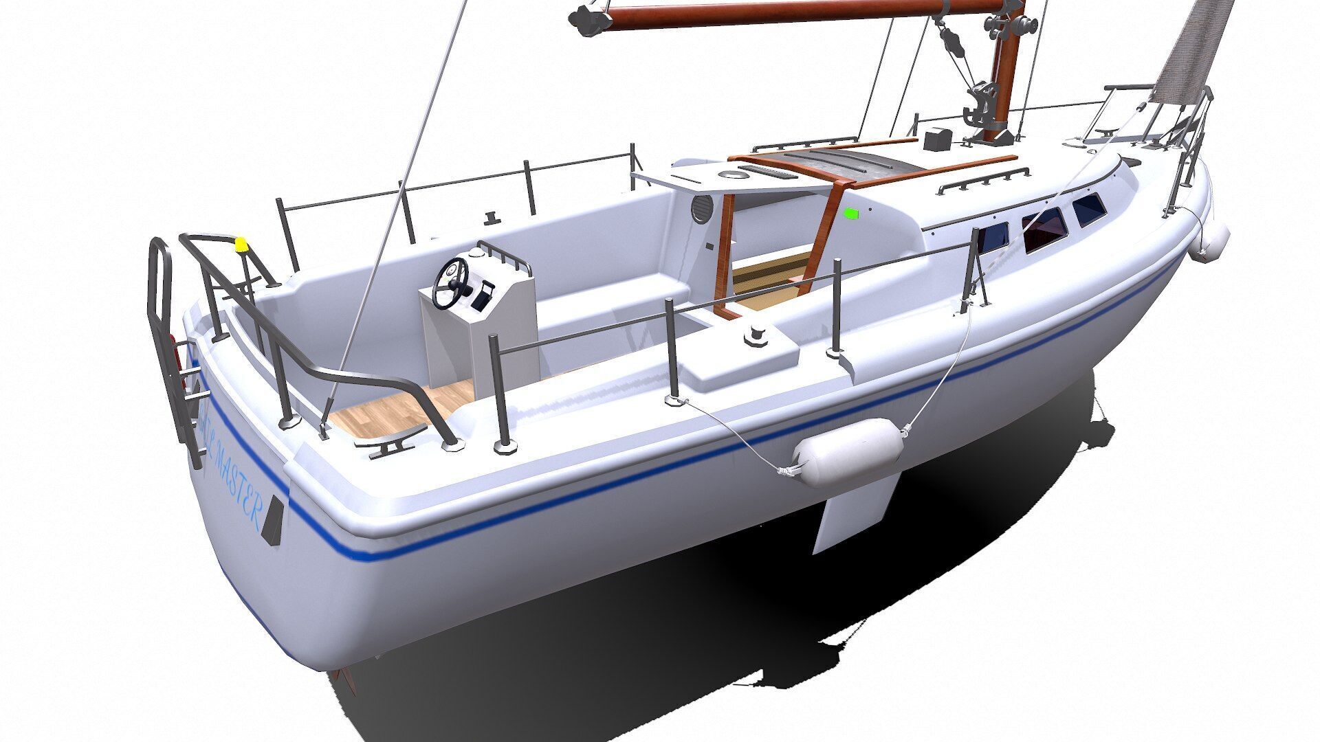 Sailing Yacht with Interior Low-poly PBR Low-poly 3D model_9