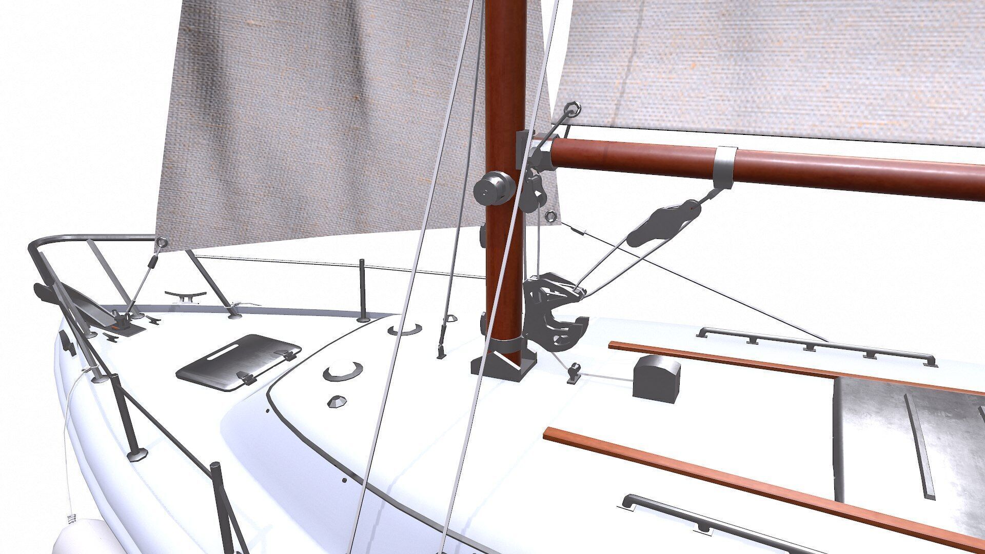 Sailing Yacht with Interior Low-poly PBR Low-poly 3D model_16
