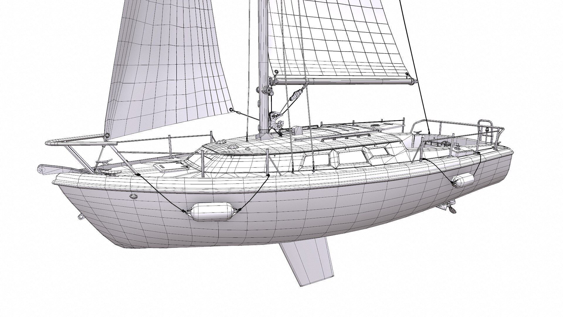 Sailing Yacht with Interior Low-poly PBR Low-poly 3D model_23
