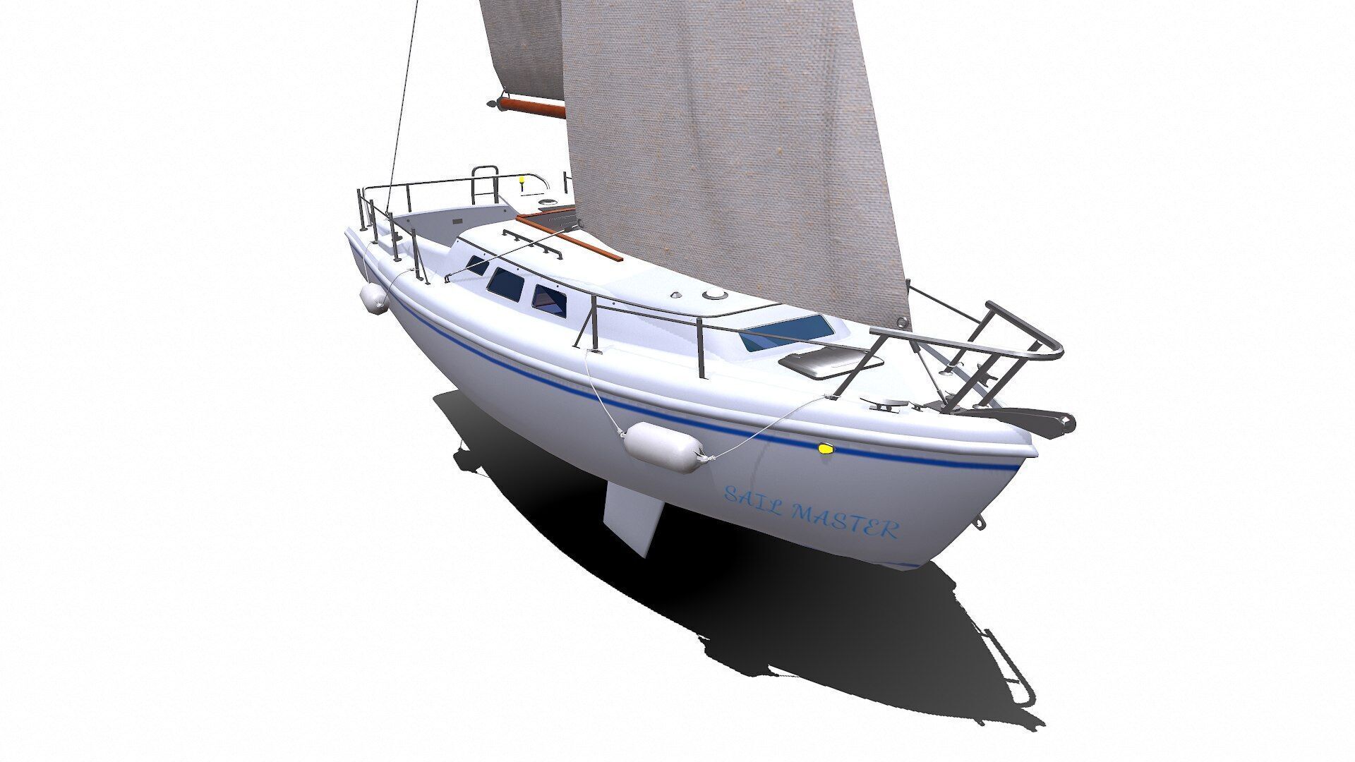 Sailing Yacht with Interior Low-poly PBR Low-poly 3D model_12