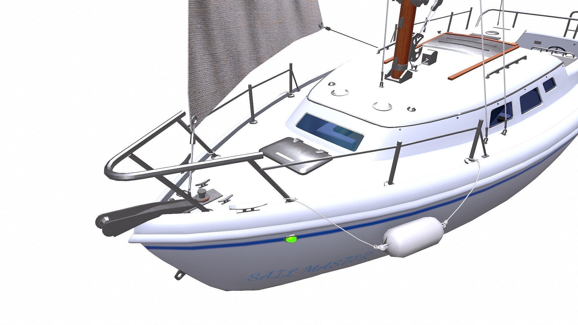 Sailing Yacht with Interior Low-poly PBR Low-poly 3D model_20