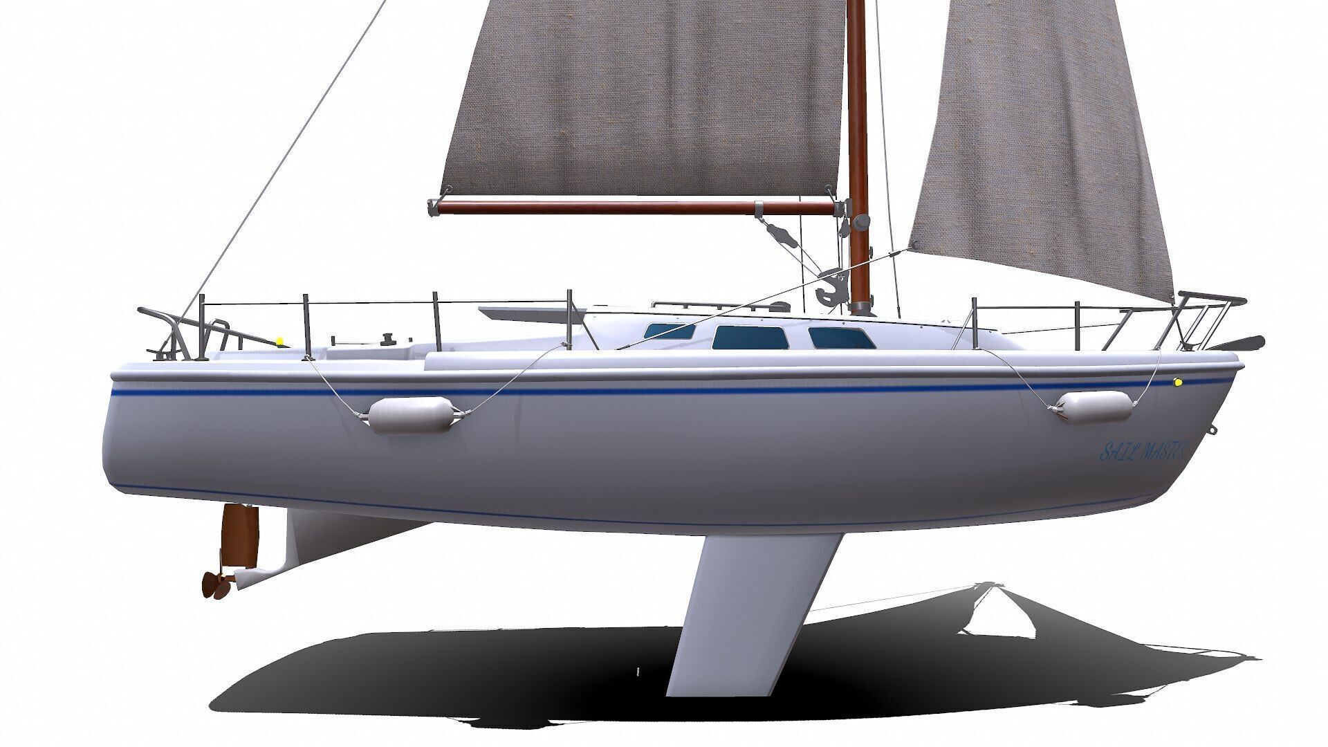 Sailing Yacht with Interior Low-poly PBR Low-poly 3D model_22