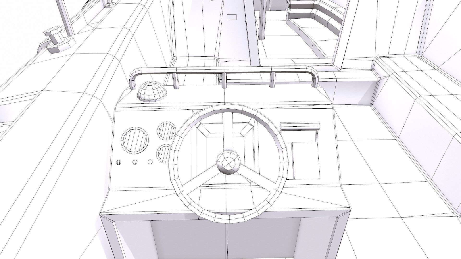 Sailing Yacht with Interior Low-poly PBR Low-poly 3D model_26