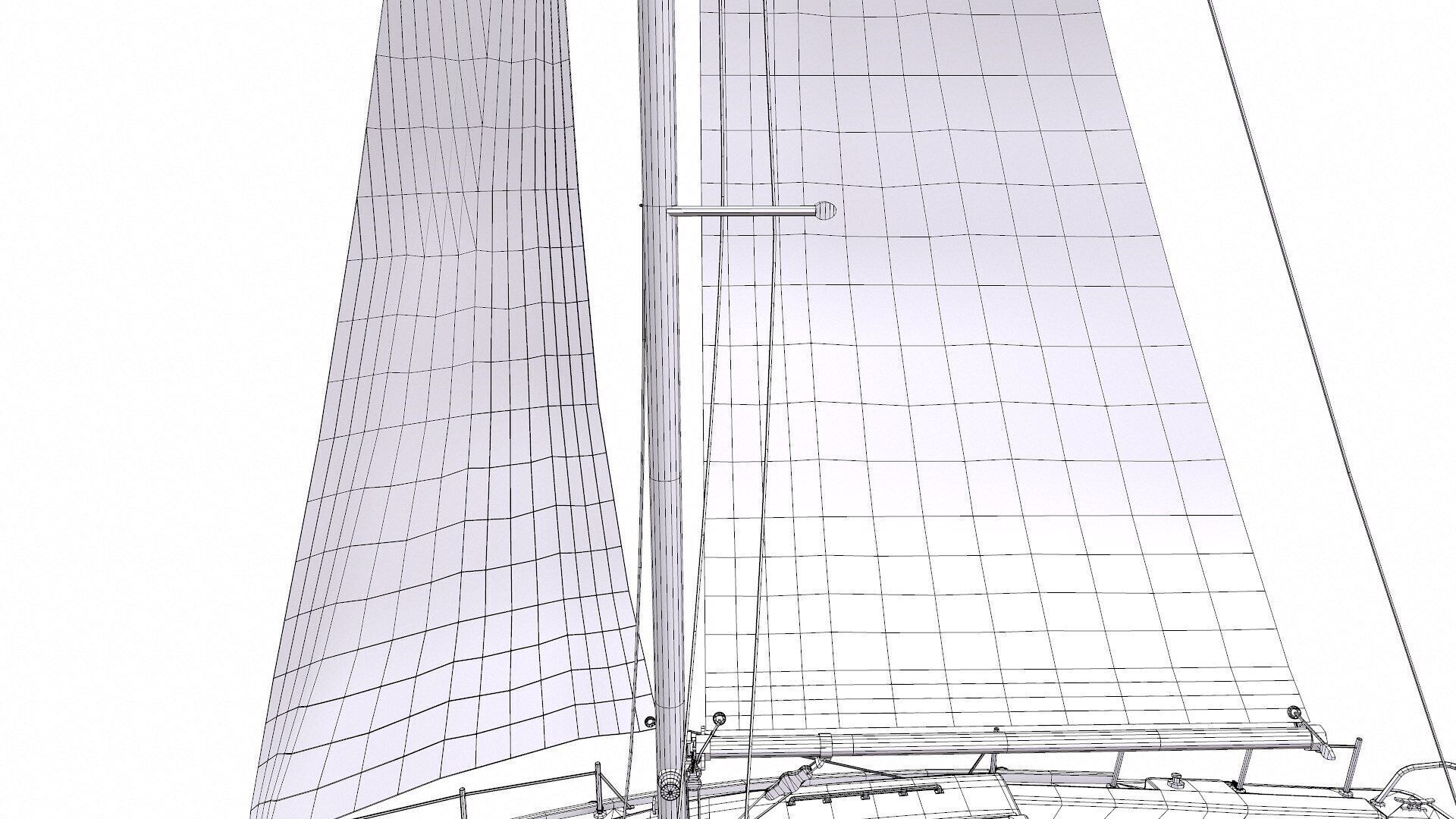 Sailing Yacht with Interior Low-poly PBR Low-poly 3D model_29