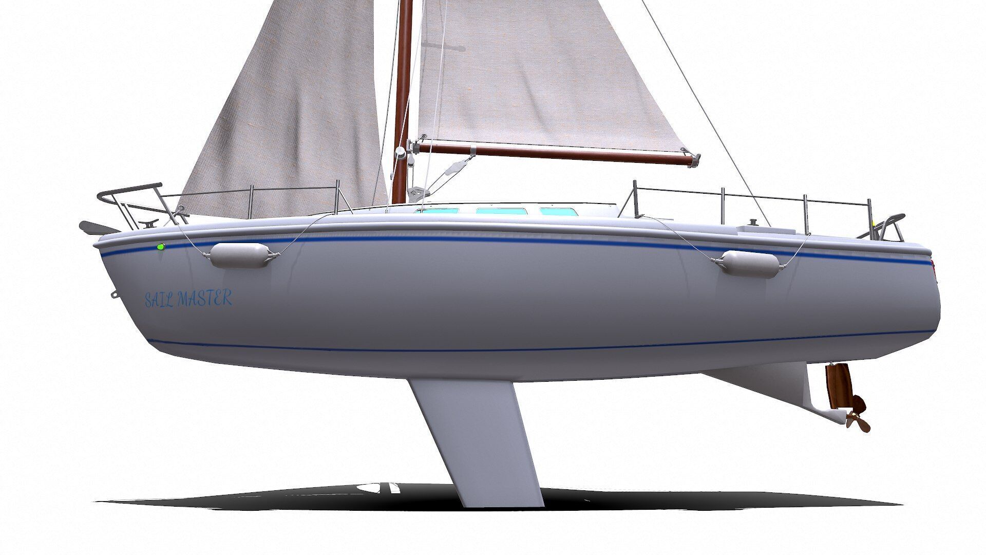 Sailing Yacht with Interior Low-poly PBR Low-poly 3D model_21