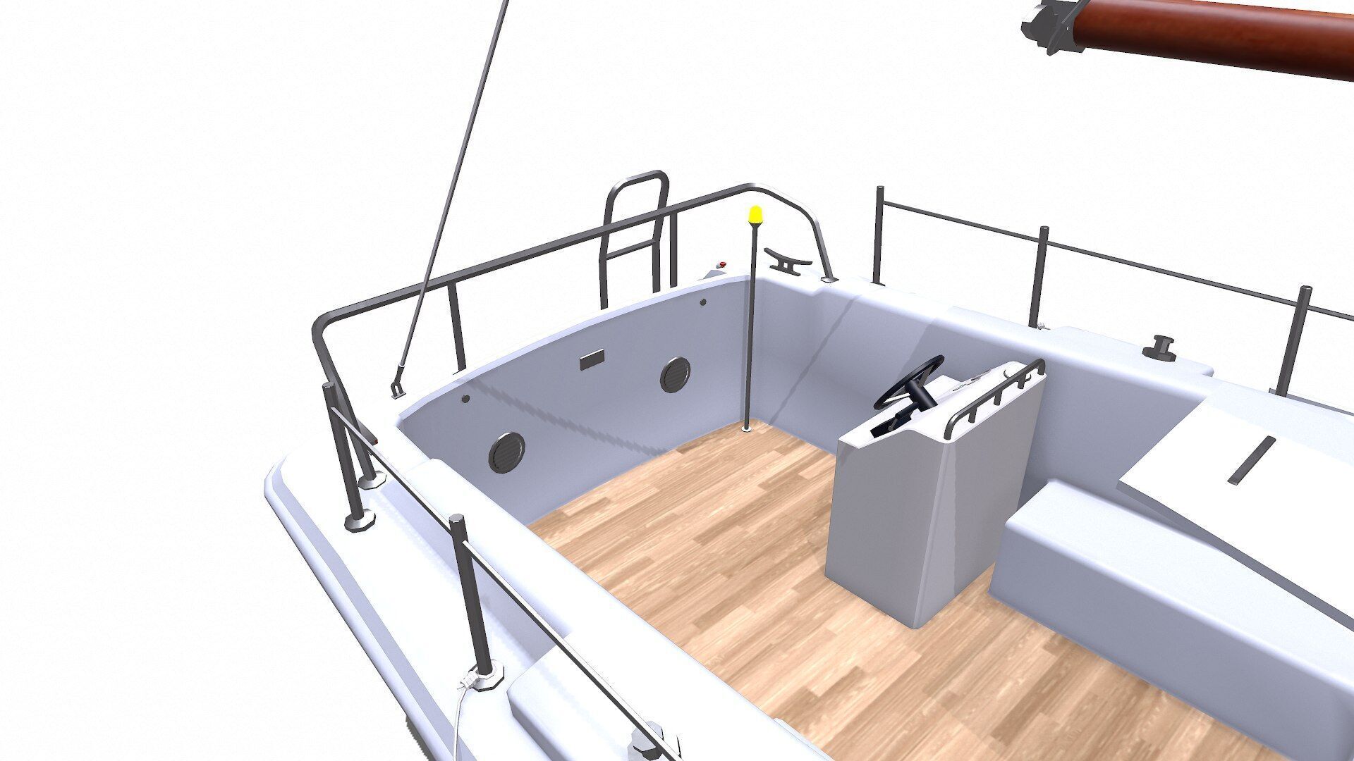 Sailing Yacht with Interior Low-poly PBR Low-poly 3D model_19