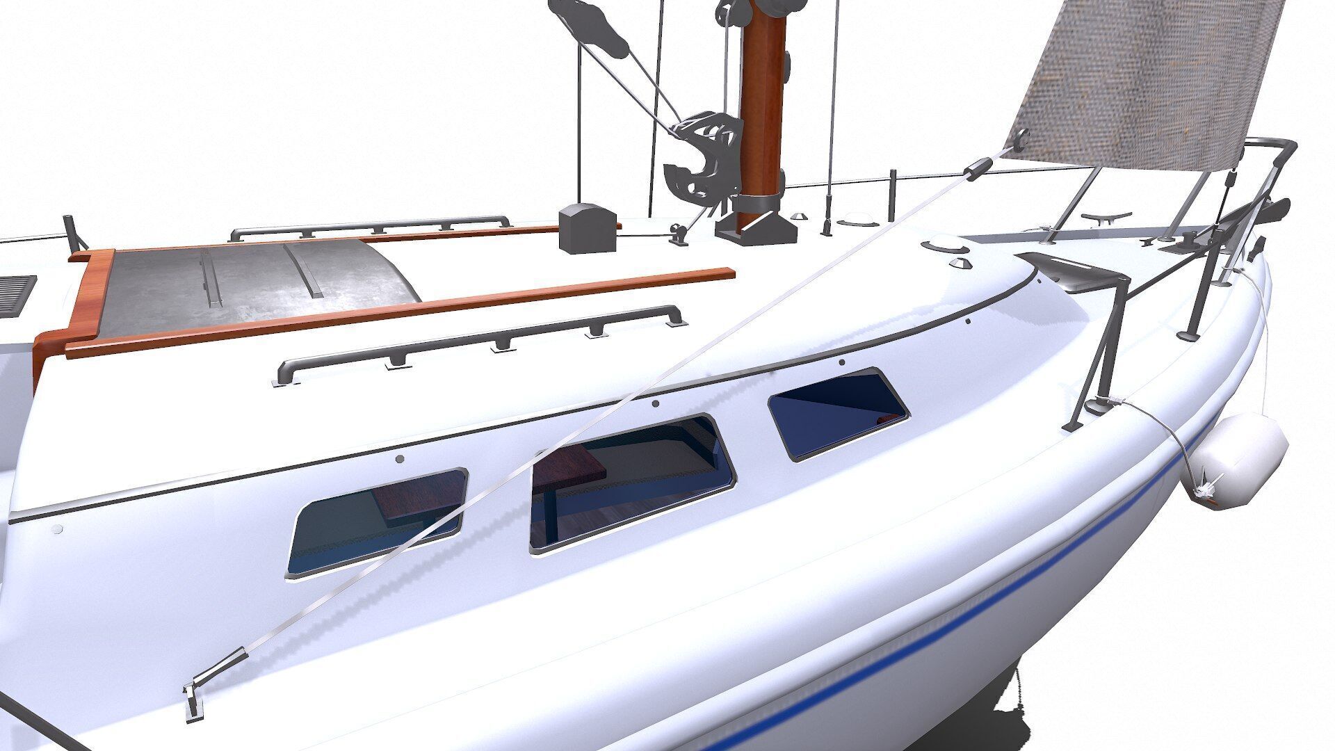 Sailing Yacht with Interior Low-poly PBR Low-poly 3D model_18