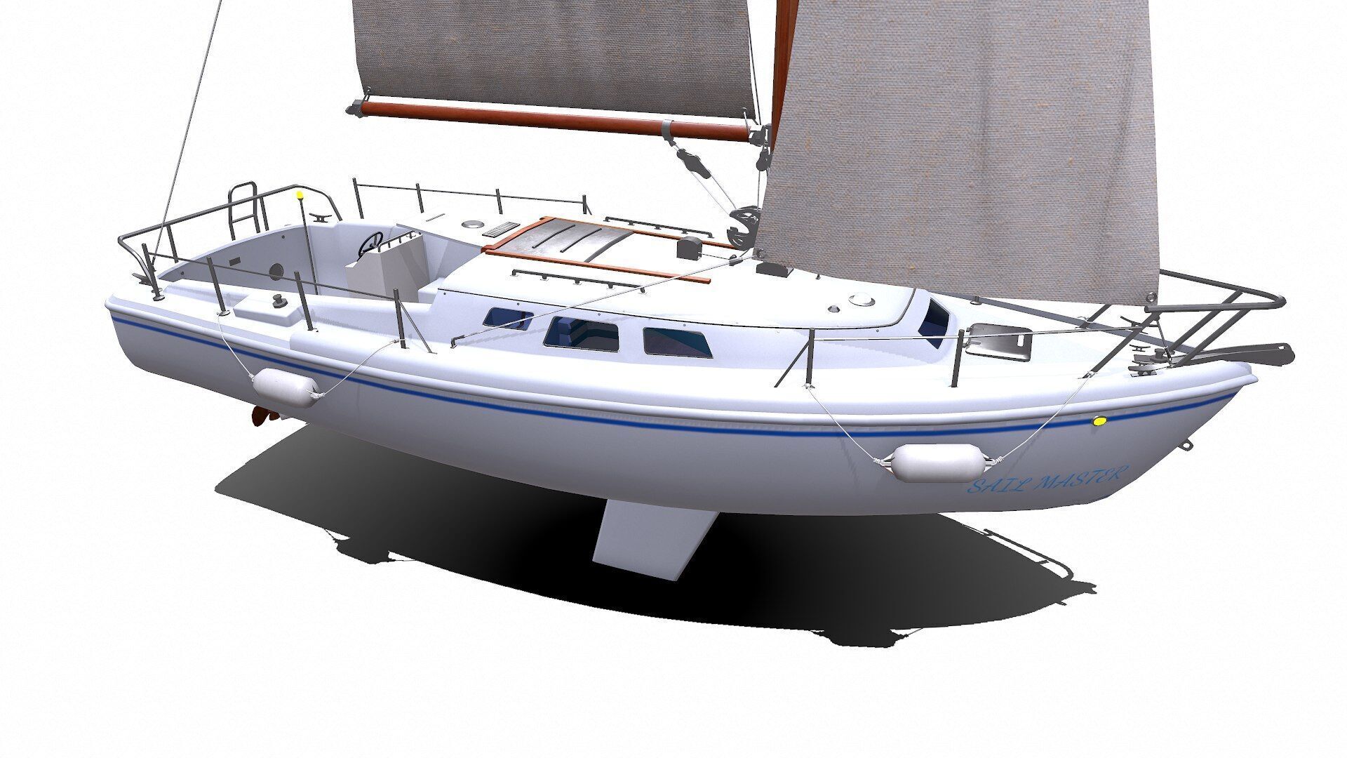 Sailing Yacht with Interior Low-poly PBR Low-poly 3D model_11