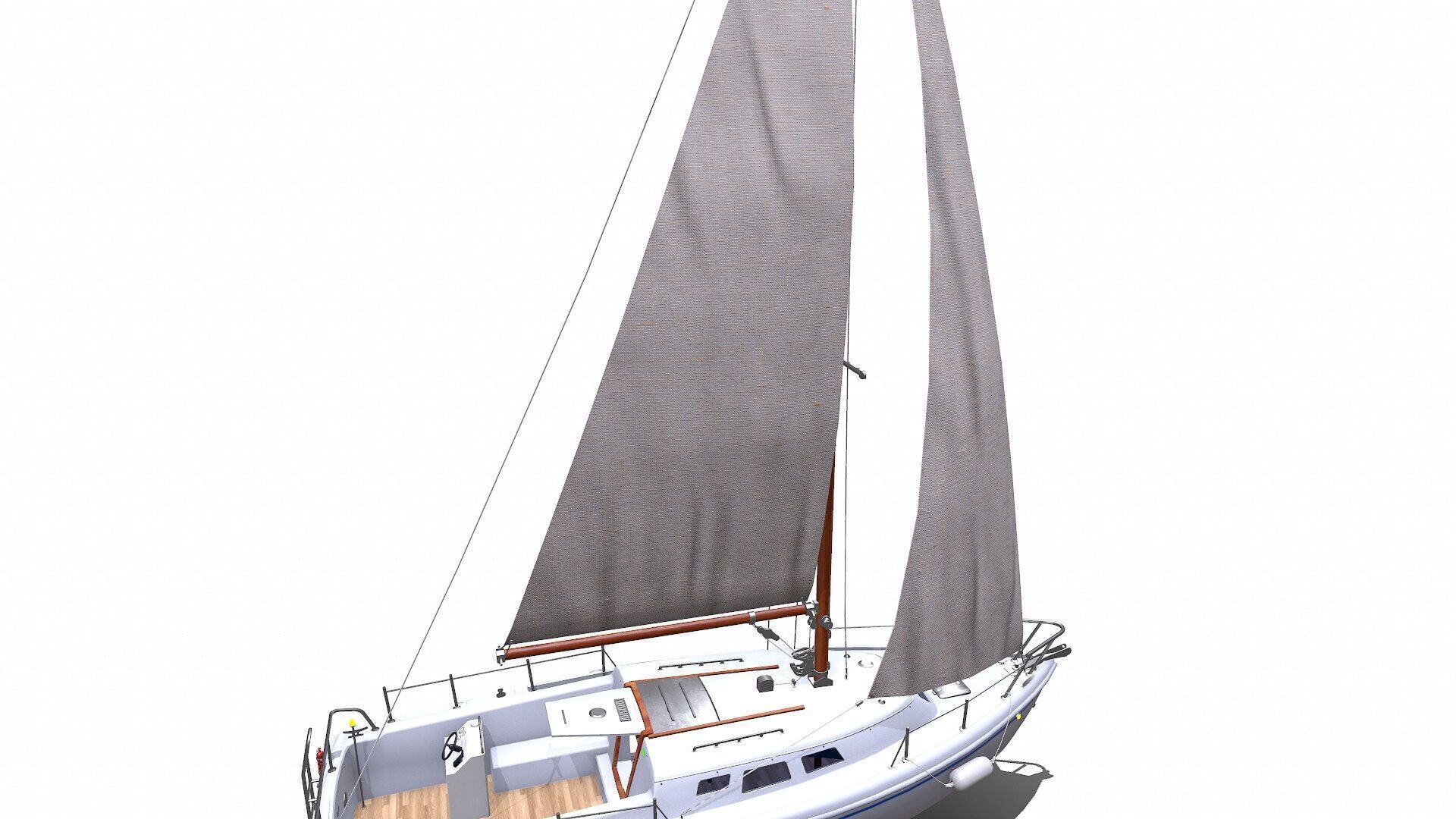 Sailing Yacht with Interior Low-poly PBR Low-poly 3D model_15