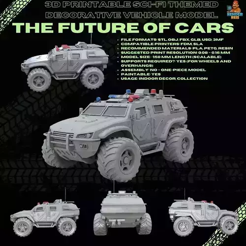 3D Printable Armored Police Vehicle Model 3D print model