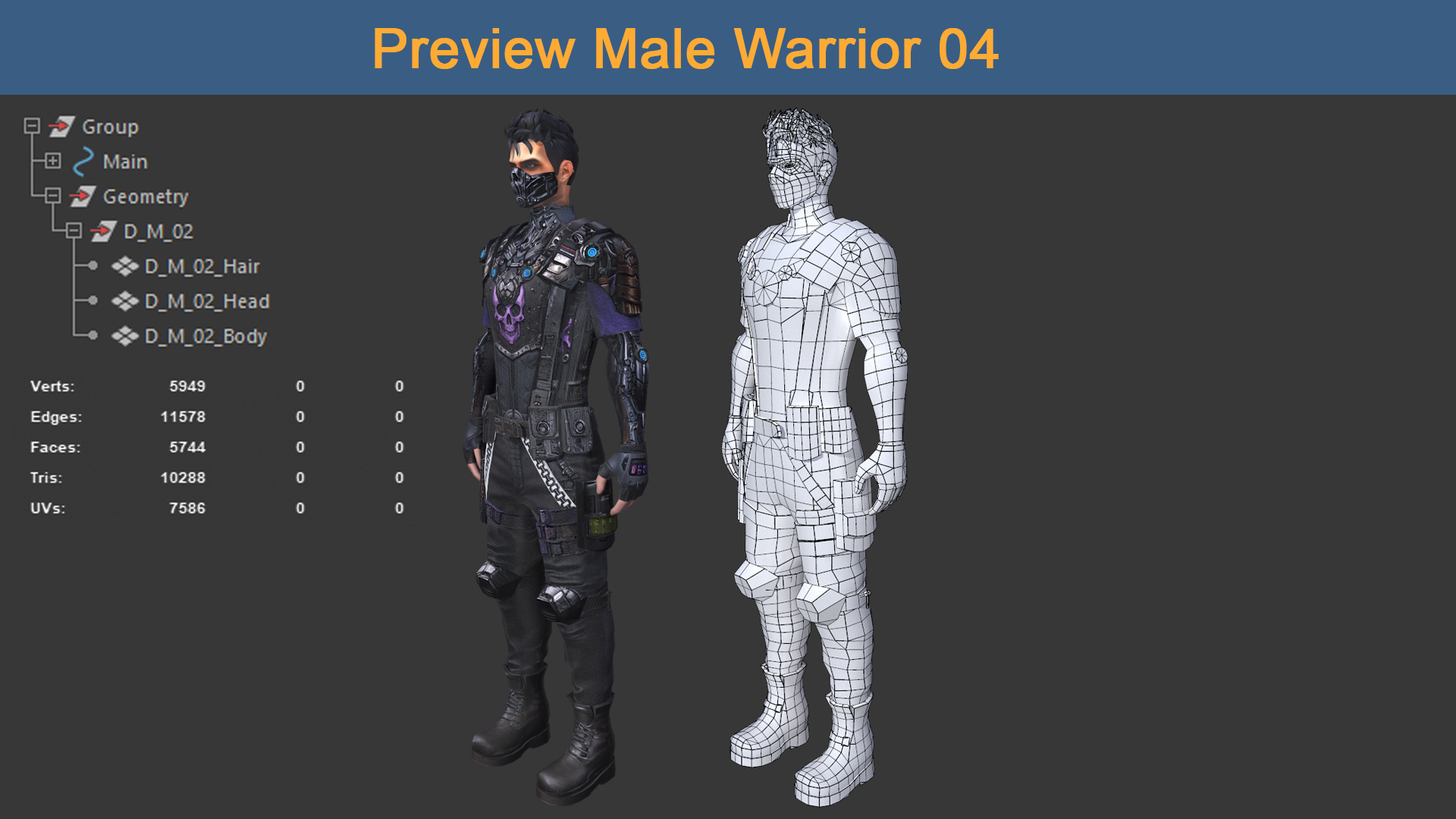 Character Male Warriors 04 - Ready for game Low-poly 3D model_8