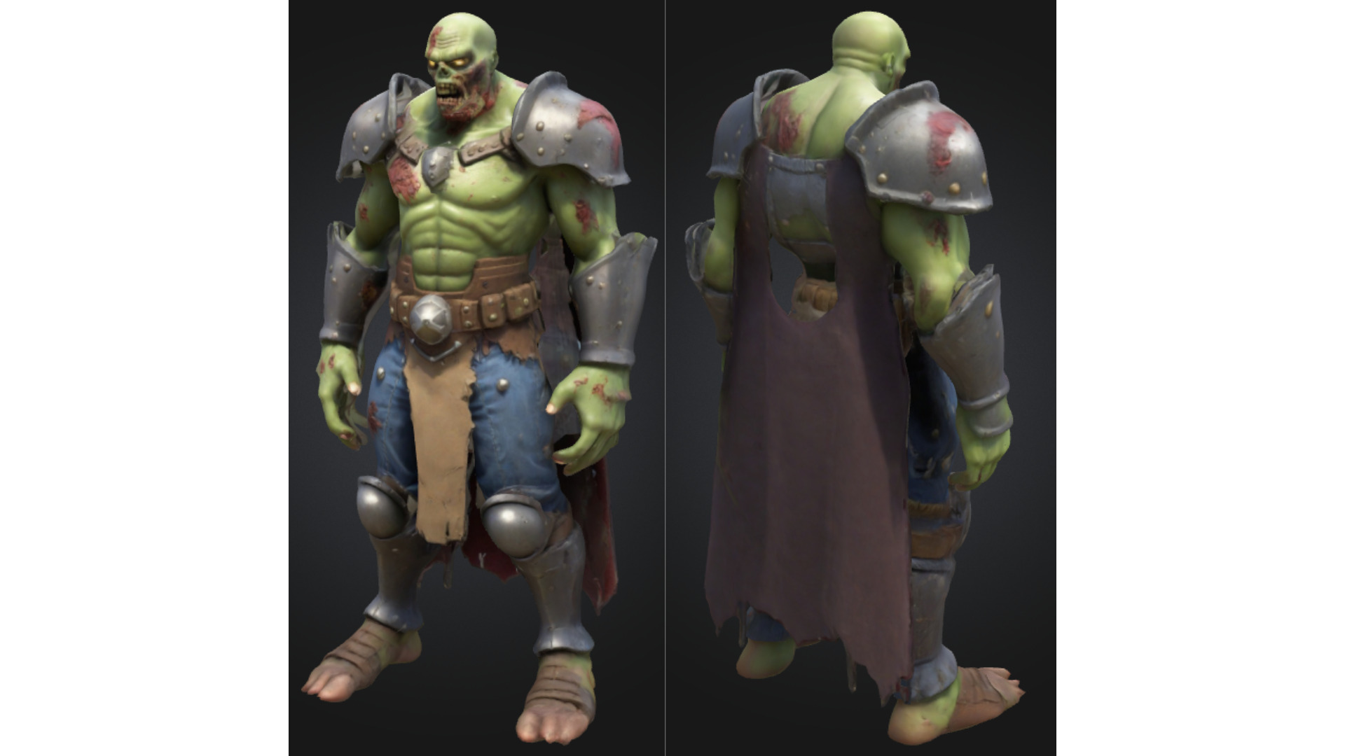 Stylized Zombie Knight Low-poly 3D model_1