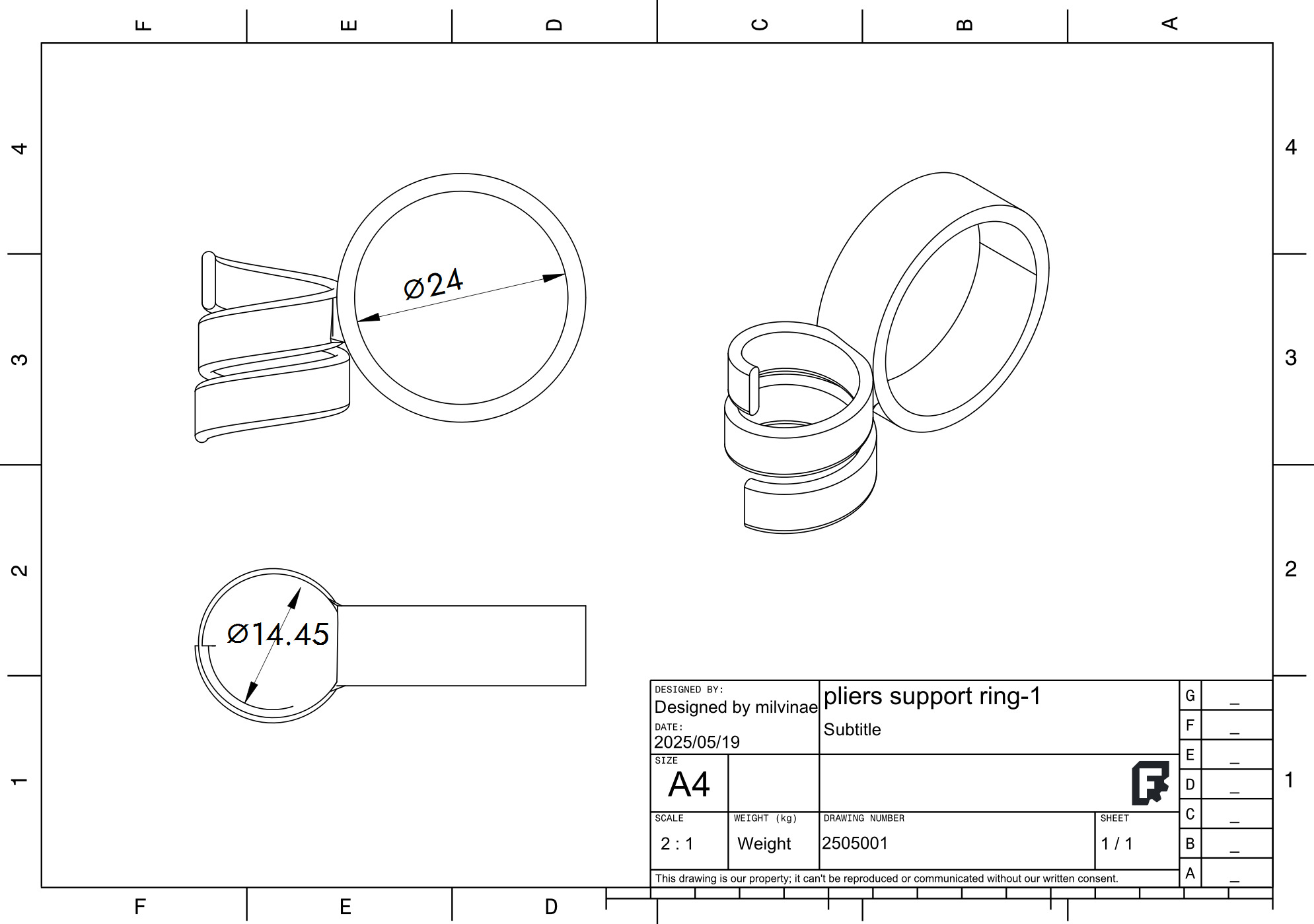 Pliers support grip ring  3D print model_1