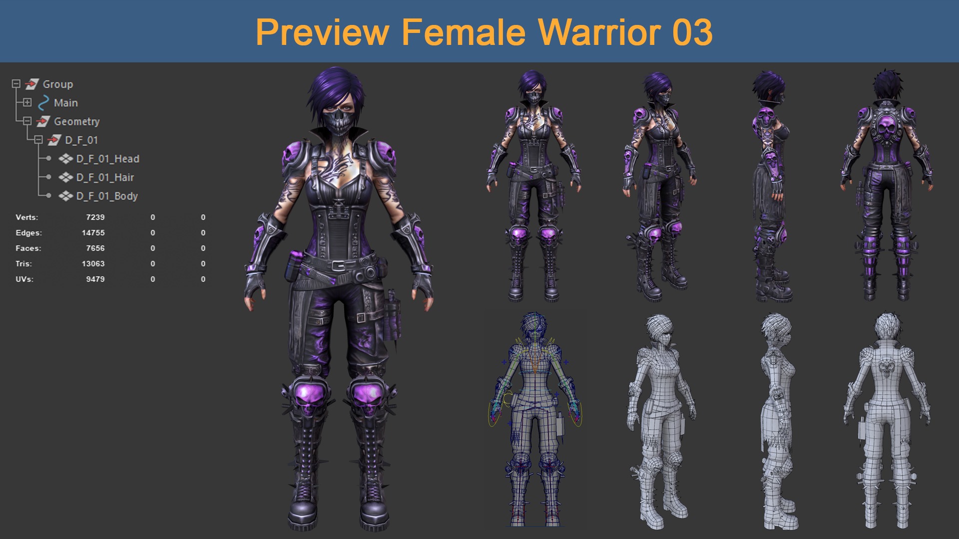 Asset 02 - 04 Models Character Warriors - Ready for game 3D Model Collection_2