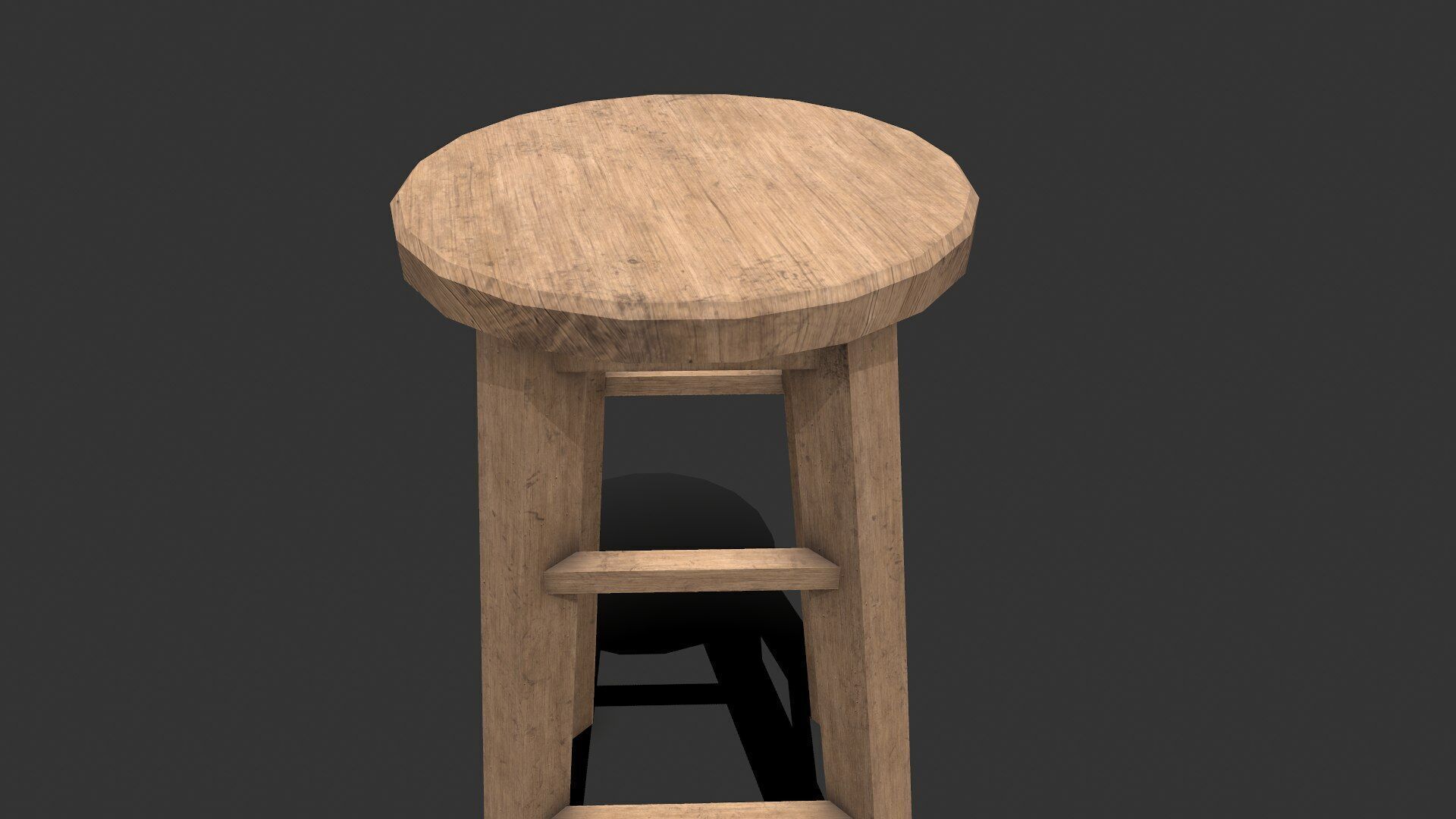Wooden Stool Low-poly Free low-poly 3D model_2