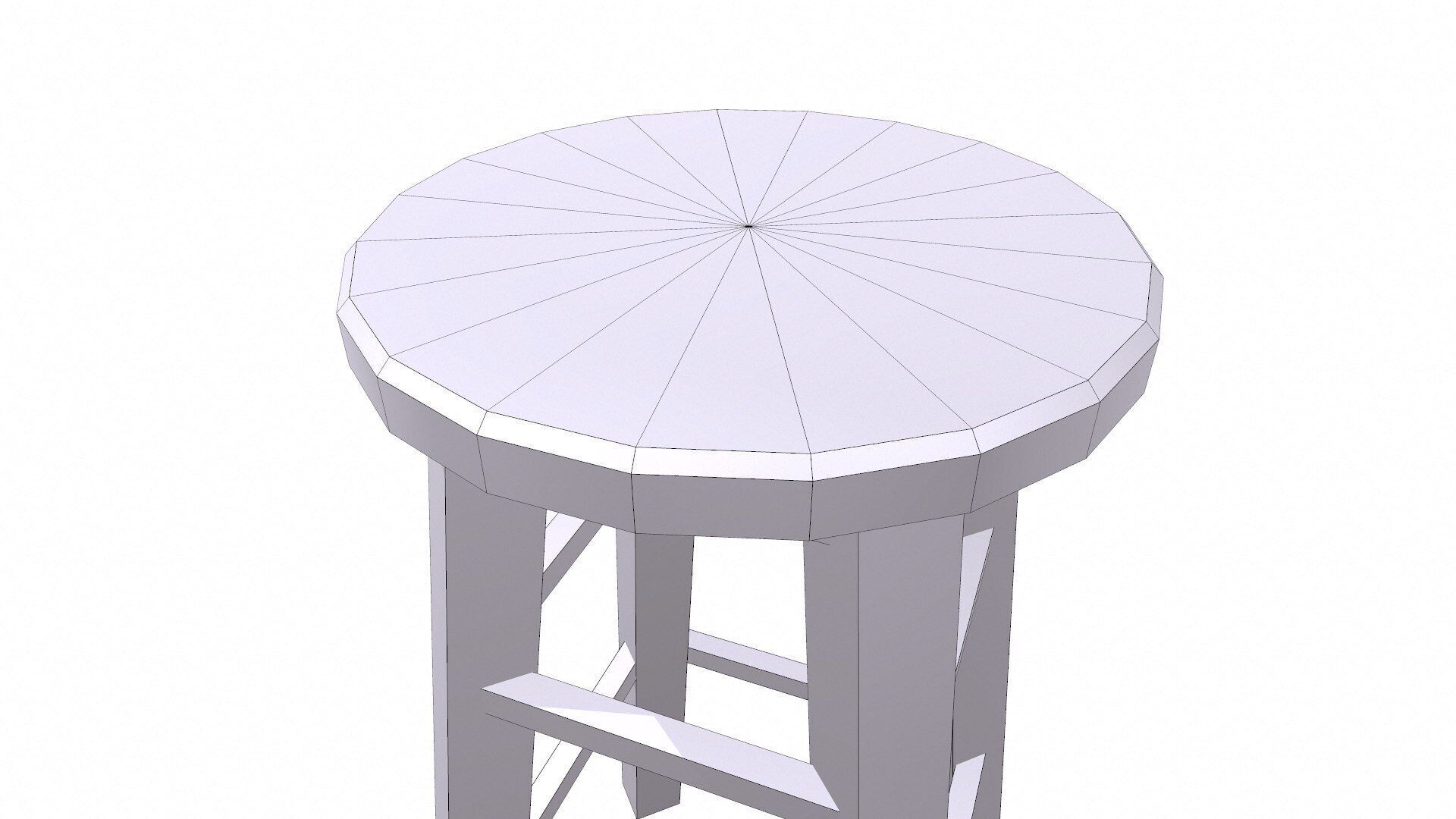 Wooden Stool Low-poly Free low-poly 3D model_8