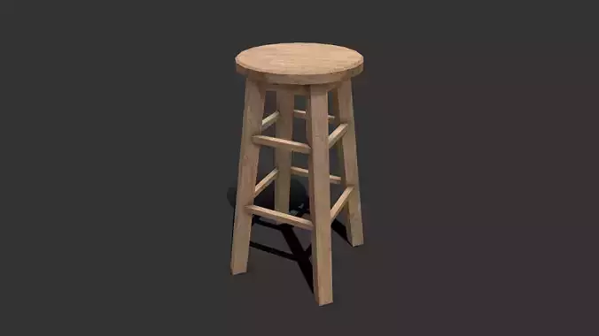 Wooden Stool Low-poly